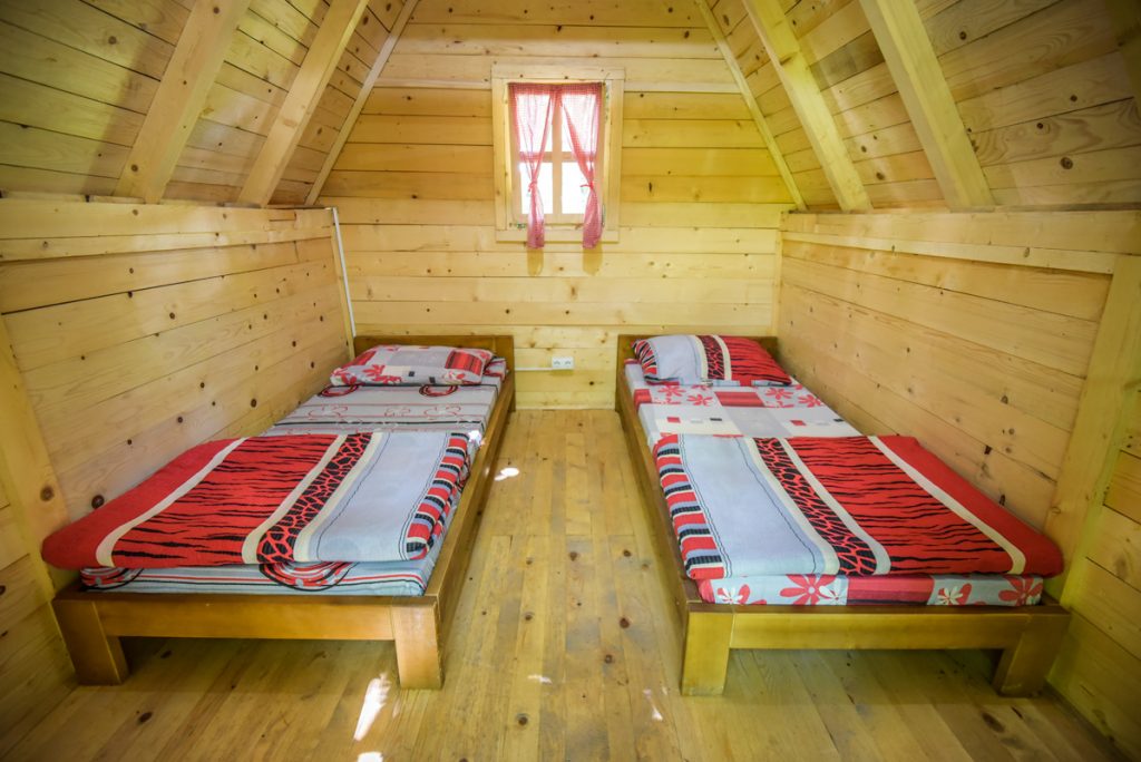 Beds inside the Divlja Rijeka lodge