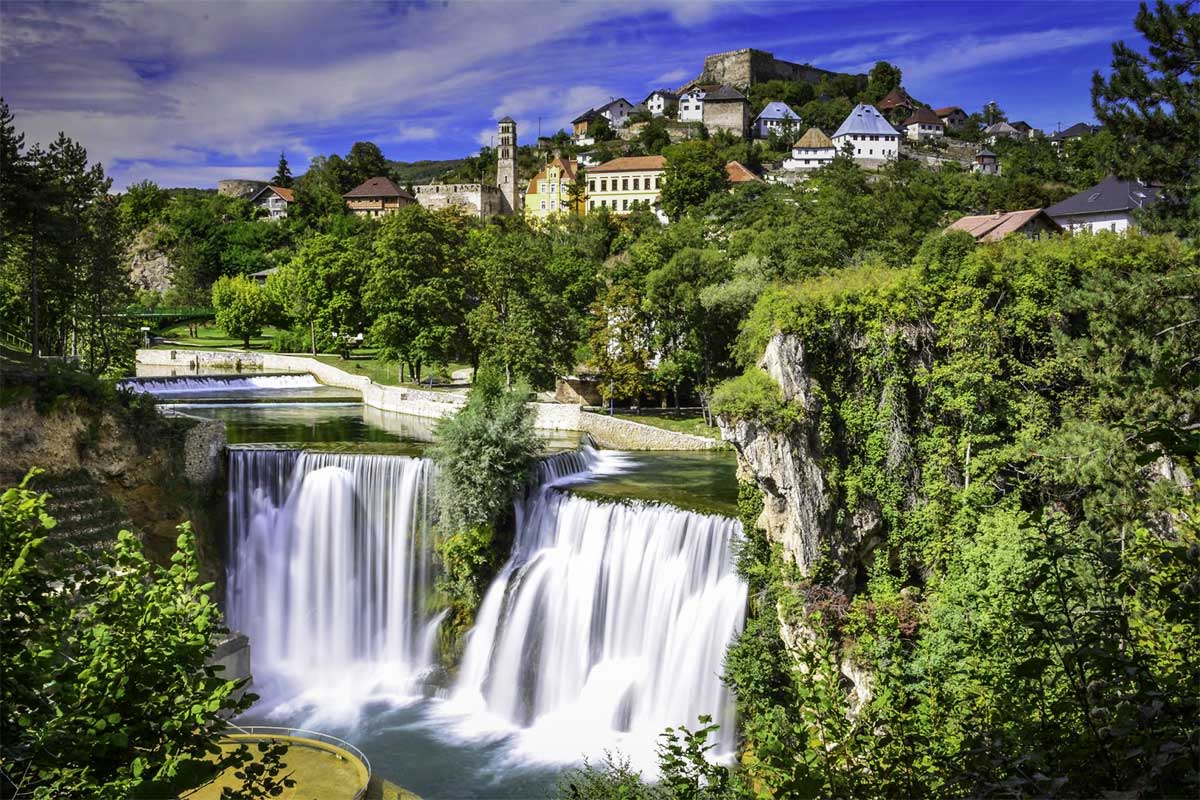 Jajce Waterfalls and Medieval Bosnian Kindgom Fort