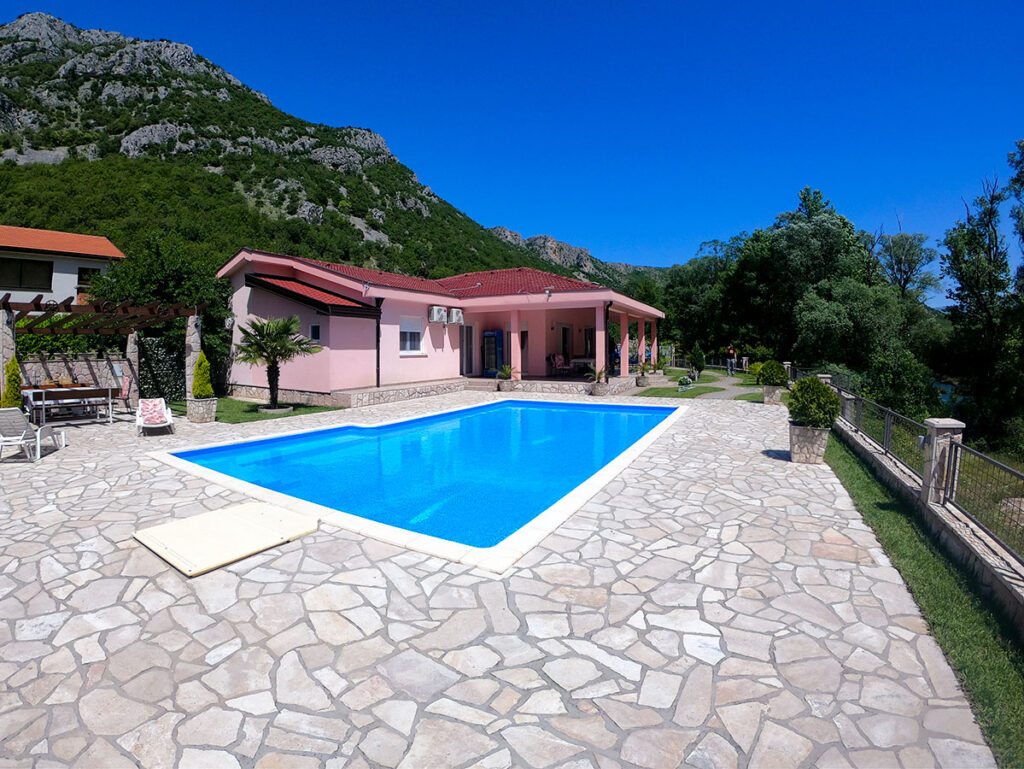 Herzegovina Villa private pool with a view over the river Neretva and surrounding hills