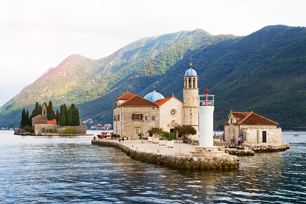 St George and Our Lady of the Rocks islets in Kotor bay near Perast