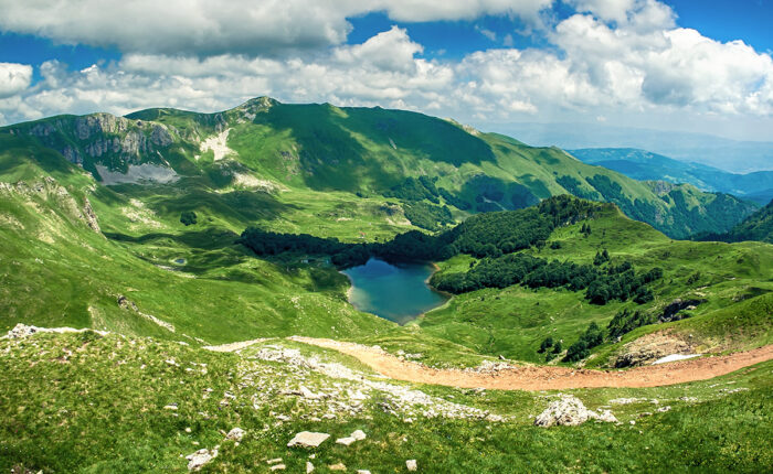 Pesica lake view from peaks of Bjelasica mountain at Biogradska Gora National Park - Montenegro