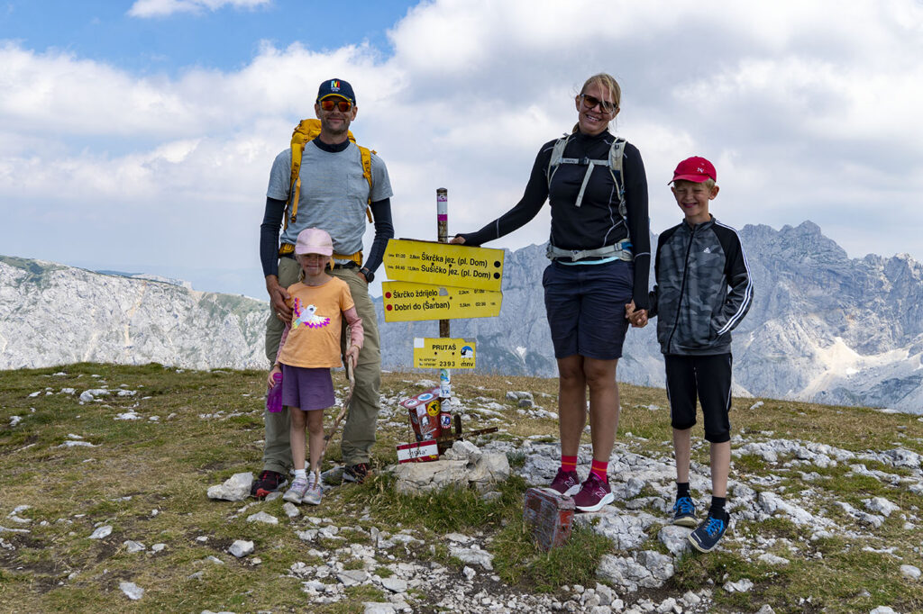 Family at the peak Prutas at 2393 masl - Durmitor National Park
