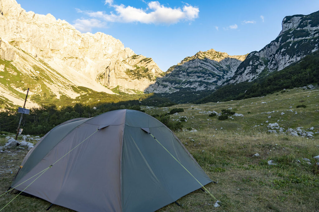 Early sunrise while tent camping at Durmitor National Park