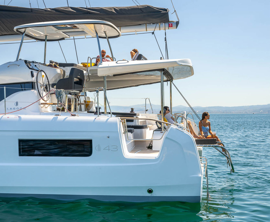 Side access doors make it easier to step on and off the Lagoon 43.